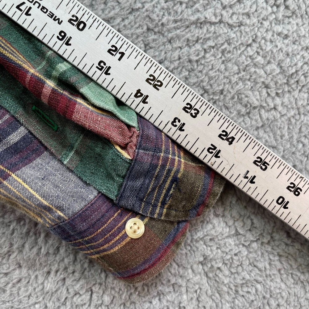 Tommy Hilfiger Shirt Large Button-Down Men's Purple Blue Green Red Plaid‎ - Picture 14 of 15